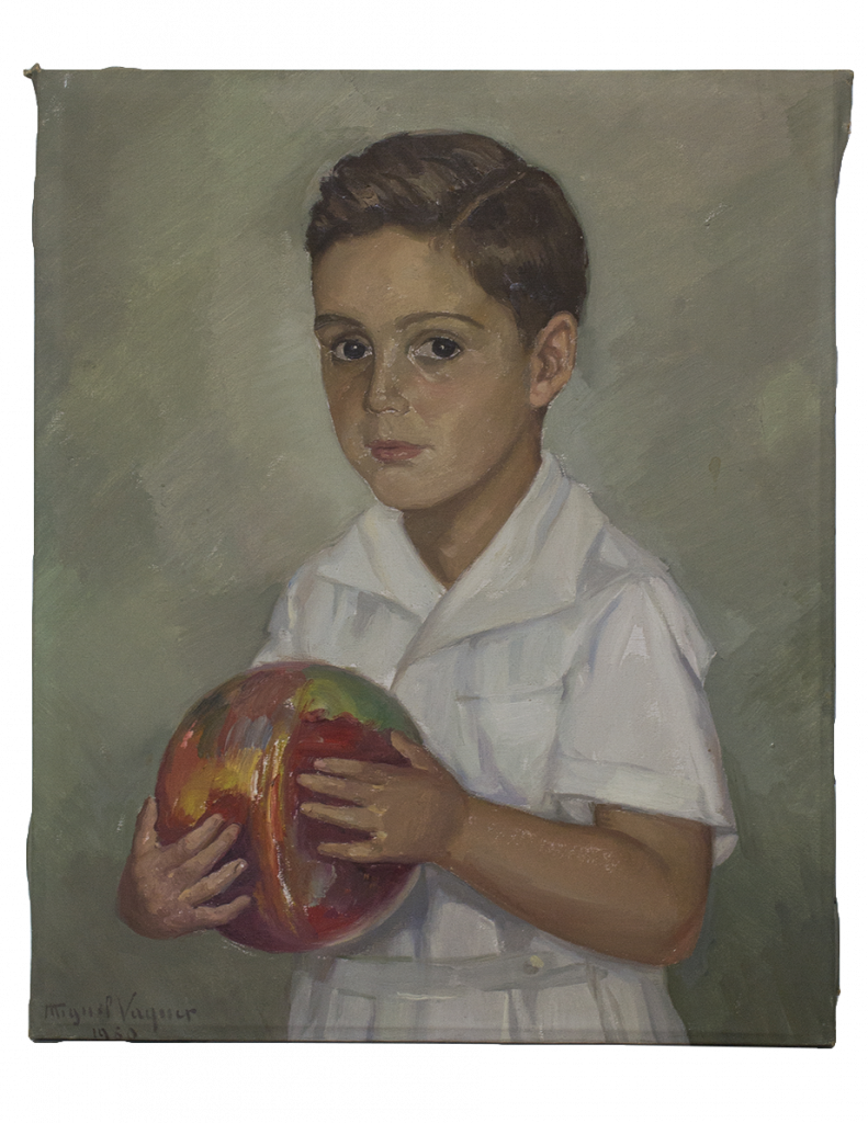 Retrato de un niño. Antes de su restauración la suciedad oscurece sus colores